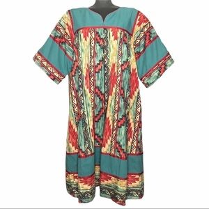 Vintage Krist Gudnason southwestern print shift dress